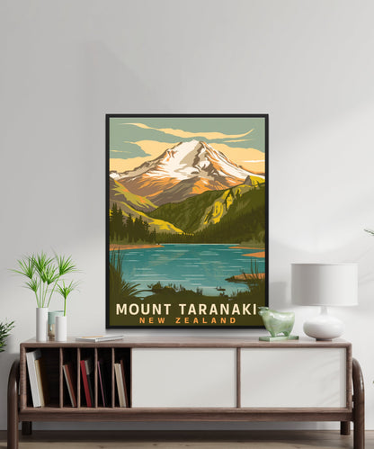 Mount Taranaki Vintage Travel Poster - Majestic Peaks