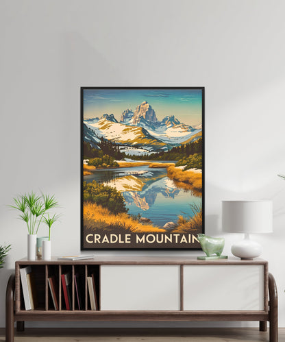 Cradle Mountains Vintage Travel Poster - Peaceful Peaks