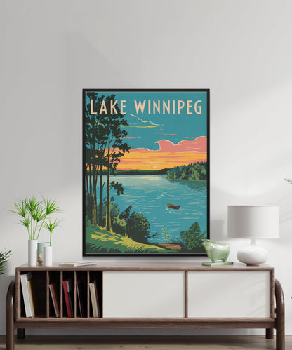 Lake Winnipeg Vintage Travel Poster - Timeless Northern Waters