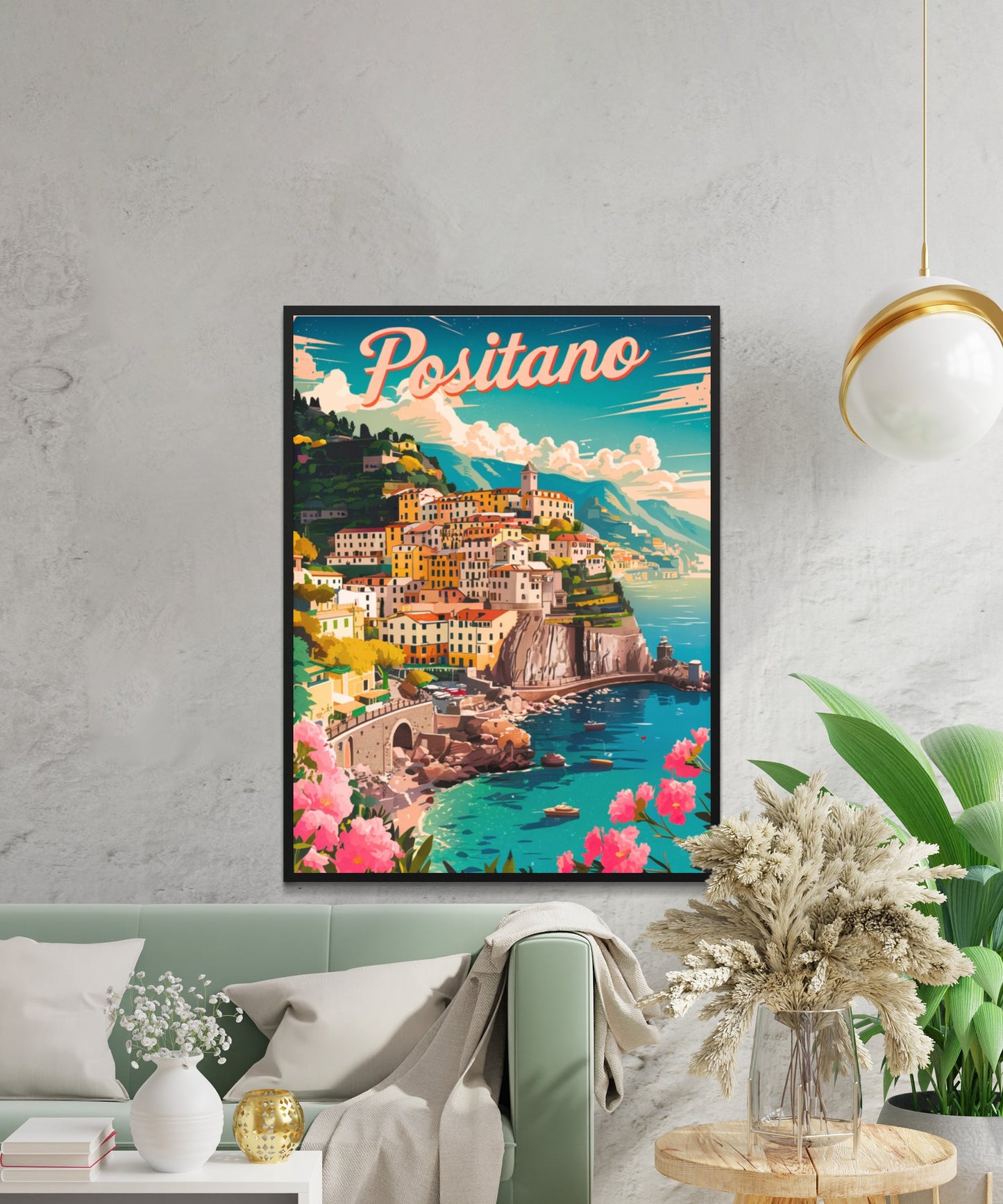 Positano Vintage Travel Poster - Cliffside Village