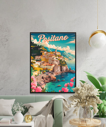 Positano Vintage Travel Poster - Cliffside Village