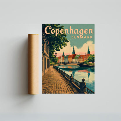 Copenhagen Vintage Travel Poster - Heart of Denmark