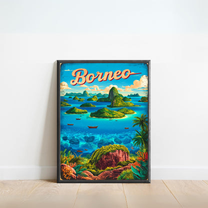 Borneo Vintage Travel Poster - Pristine Jungles