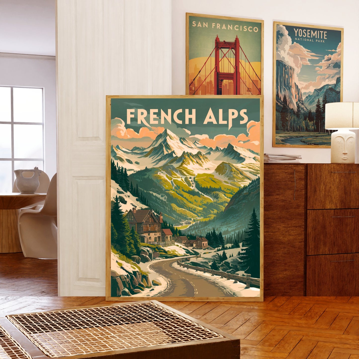 French Alps Vintage Travel Poster