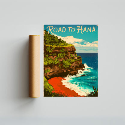 Road to Hana Vintage Travel Poster