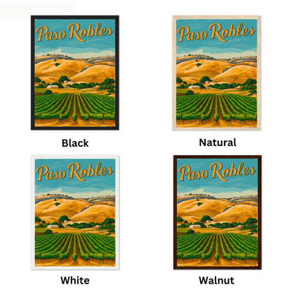 Paso Robles Vintage Travel Poster - Vineyard Hills