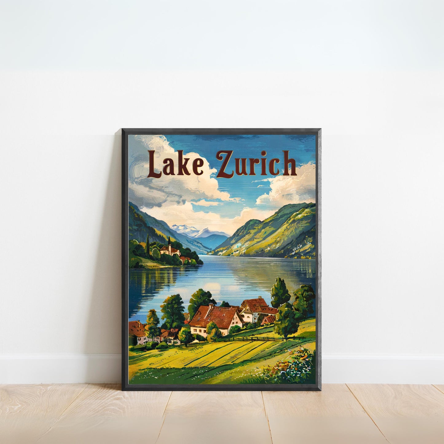 Lake Zurich Vintage Travel Poster