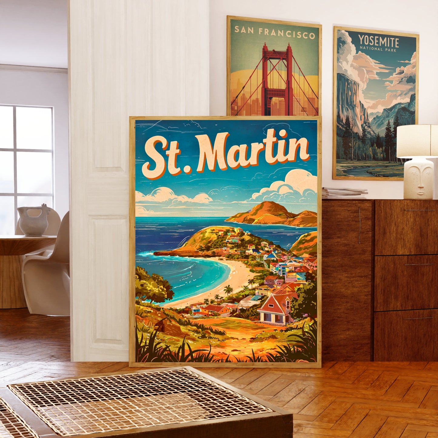 Saint Martin Vintage Travel Poster - Caribbean Elegance and Charm