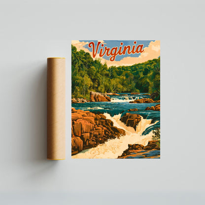 Virginia Vintage Travel Poster - Great Falls Park