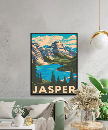 Jasper Vintage Travel Poster - Pristine Lakes