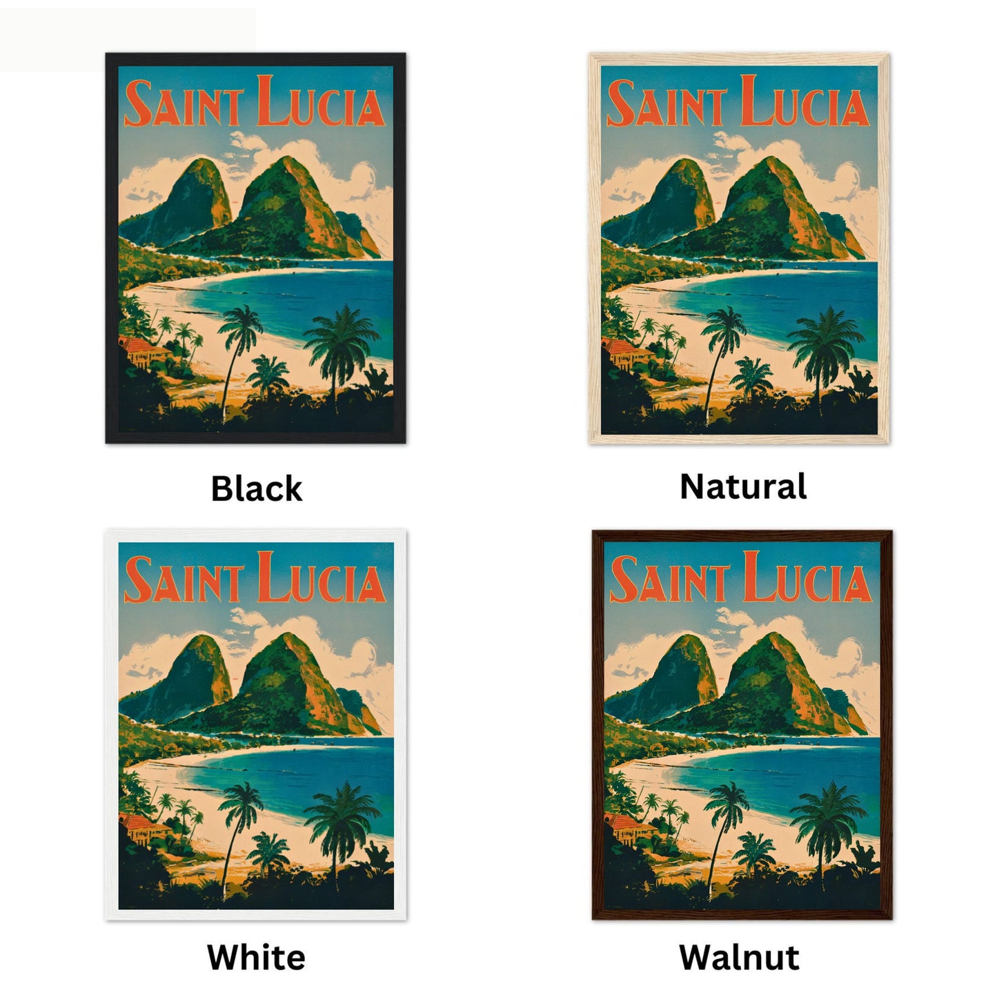 Saint Lucia Vintage Travel Poster - Lush Landscapes and Pristine Beaches