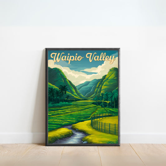 Waipio Valley Vintage Travel Poster - Hidden Paradise