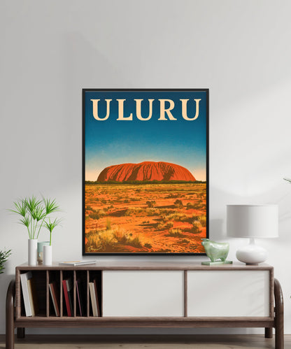 Uluru Rocks Vintage Travel Poster - Red Rock Majesty