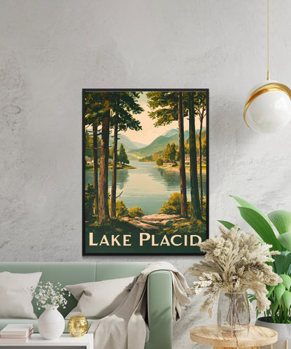 Lake Placid Vintage Travel Poster - Timeless Adirondack Beauty