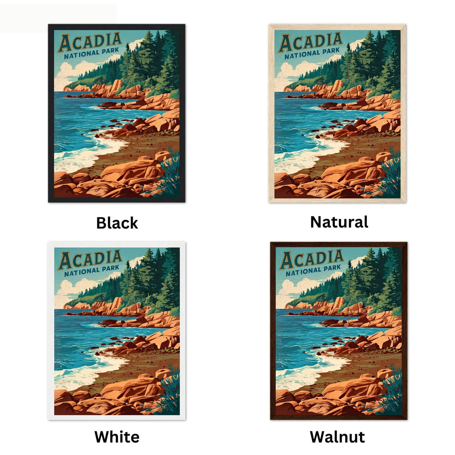 Acadia Vintage Travel Poster - Timeless Coastal Beauty