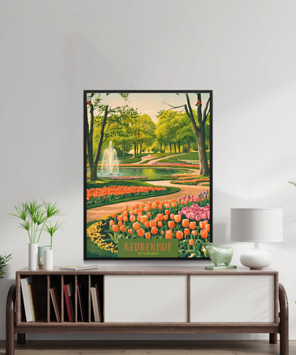 Keukenhof Lake Vintage Travel Poster  - Botanical Garden