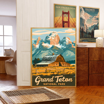 Grand Teton Vintage Travel Poster - Mountain Splendor