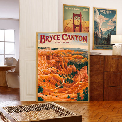 Bryce Canyon Vintage Travel Poster- Hoodoos and Scenic Vistas