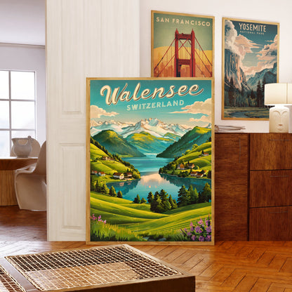 Walensee Vintage Travel Poster - Timeless Alpine Tranquility