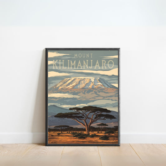 Mount Kilimanjaro Vintage Travel Poster  - Majestic African Peak