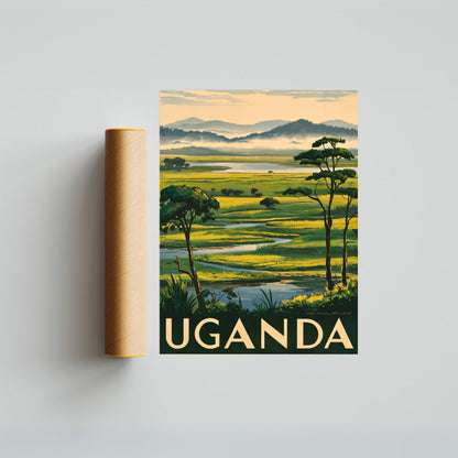 Uganda Vintage Travel Poster - Heart of the Pearl of Africa