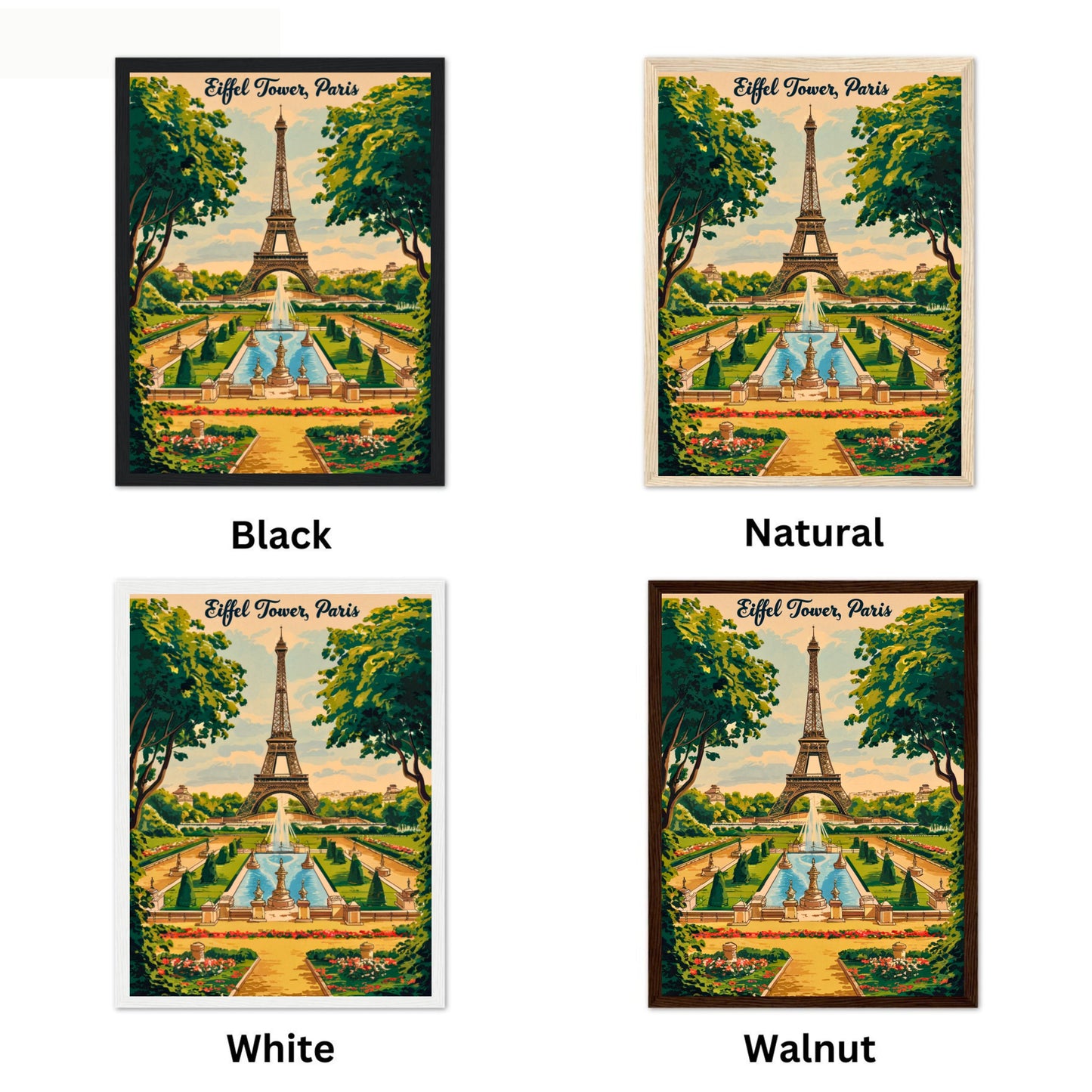 Eiffel Tower Vintage Travel Poster -Iconic Parisian Elegance