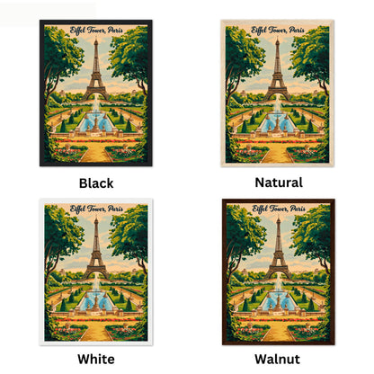 Eiffel Tower Vintage Travel Poster -Iconic Parisian Elegance