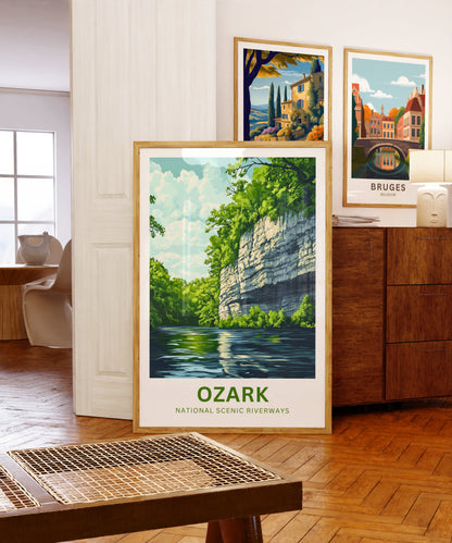 Ozark National Scenic Riverways Travel Poster - River Trails and Wilderness