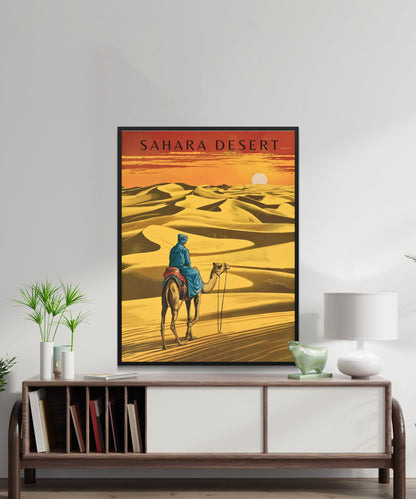 Sahara Desert Vintage Travel Poster - Endless Dunes and Desert Splendor