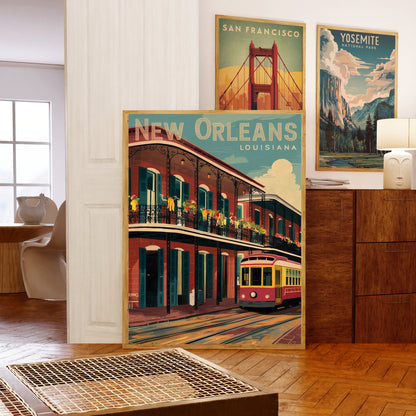 New Orleans Vintage Travel Poster -Timeless Jazz and Creole Charm