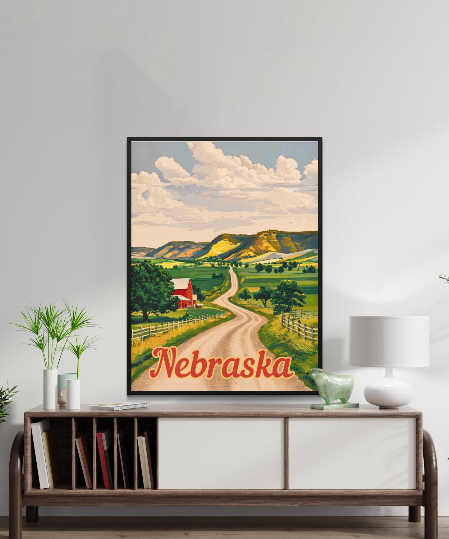 Nebraska Vintage Travel Poster - Rolling Hills and Prairie Landscapes