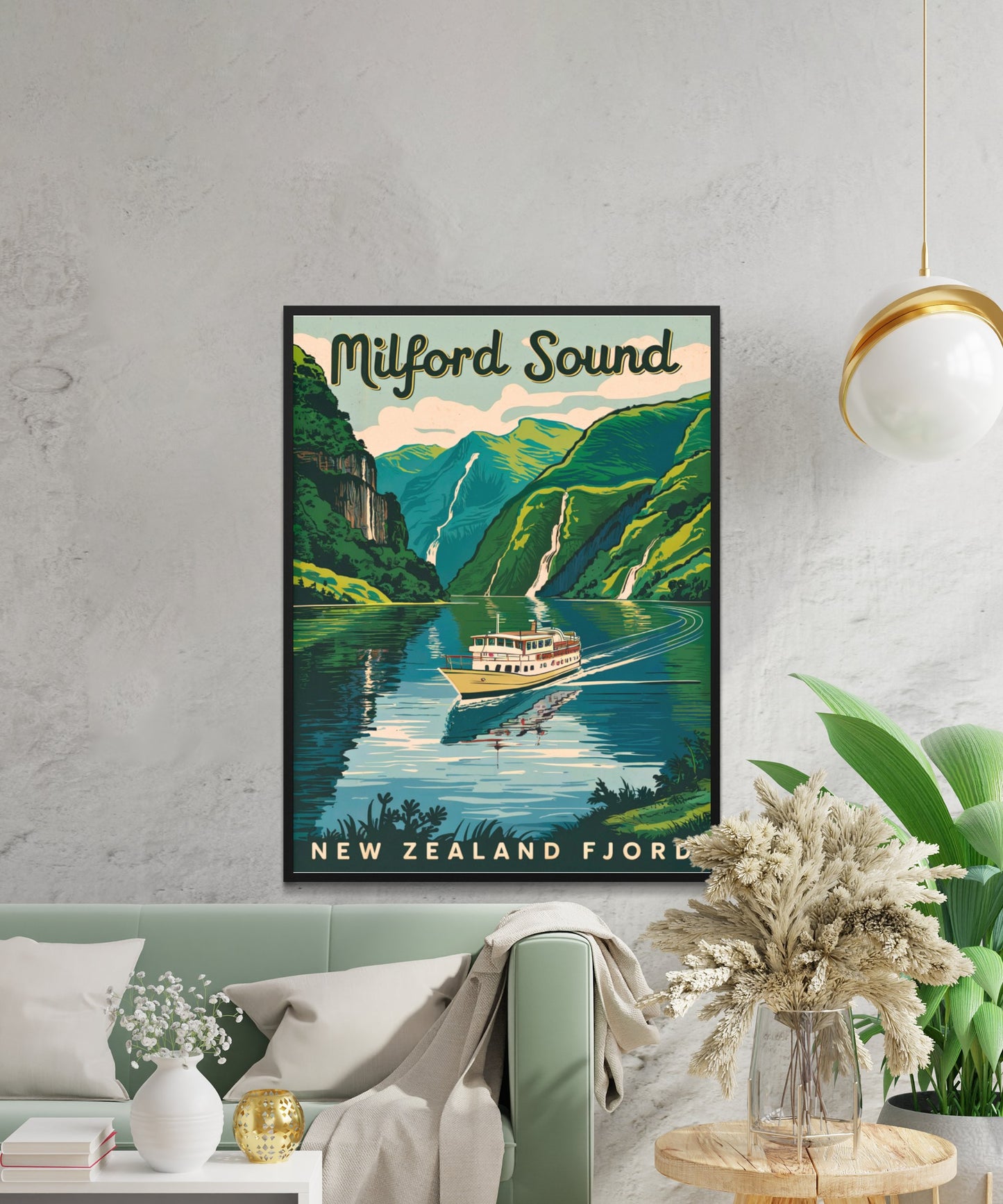 Milford Sound Vintage Travel Poster - Nature's Serenity