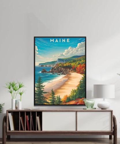 Maine Vintage Travel Poster - Scenic Coastline