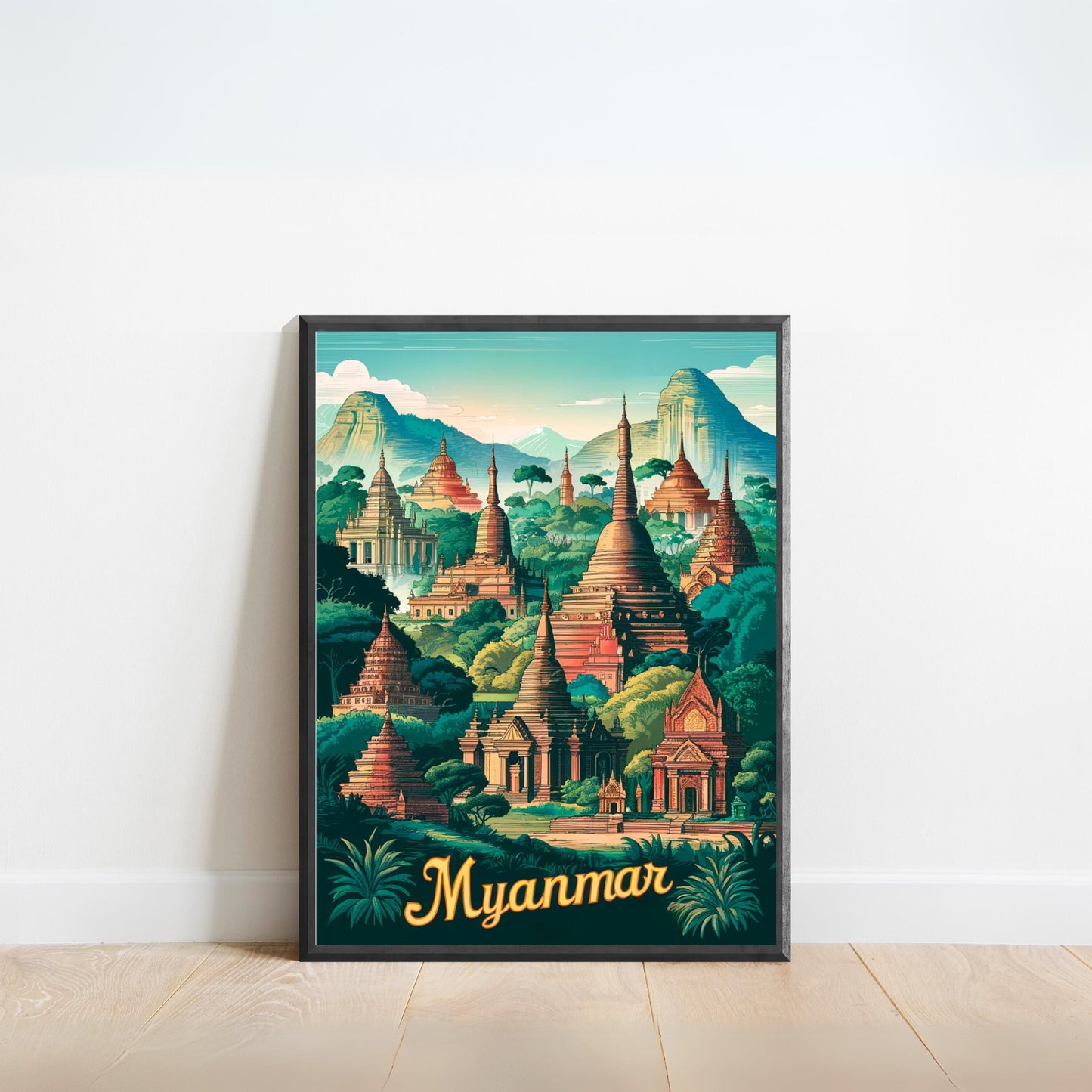 Myanmar  Vintage Travel Poster - Ancient Temples