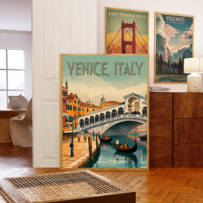 Venice Vintage Travel Poster -  Journey Through Canals