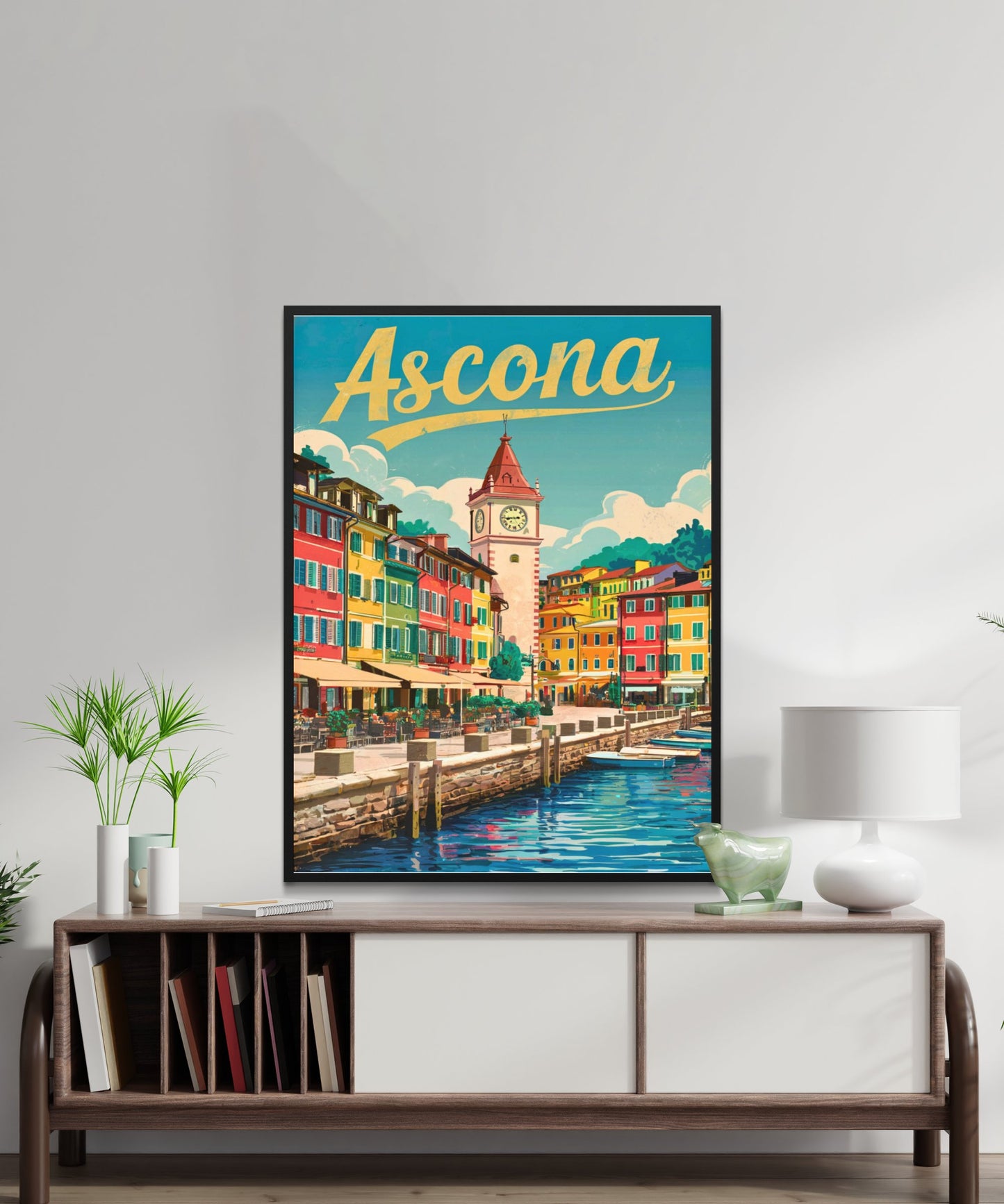 Ascona Vintage Travel Poster - Swiss Elegance by the Water