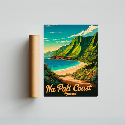 Na Pali Coast Vintage Travel Poster - Romantic Getaway