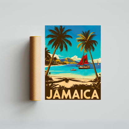 Jamaica Vintage Travel Poster - Crystal Waters