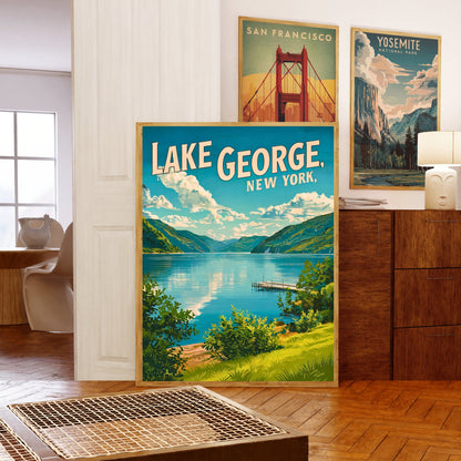 Lake George Vintage Travel Poster - Crystal Waters and Mountain Majesty