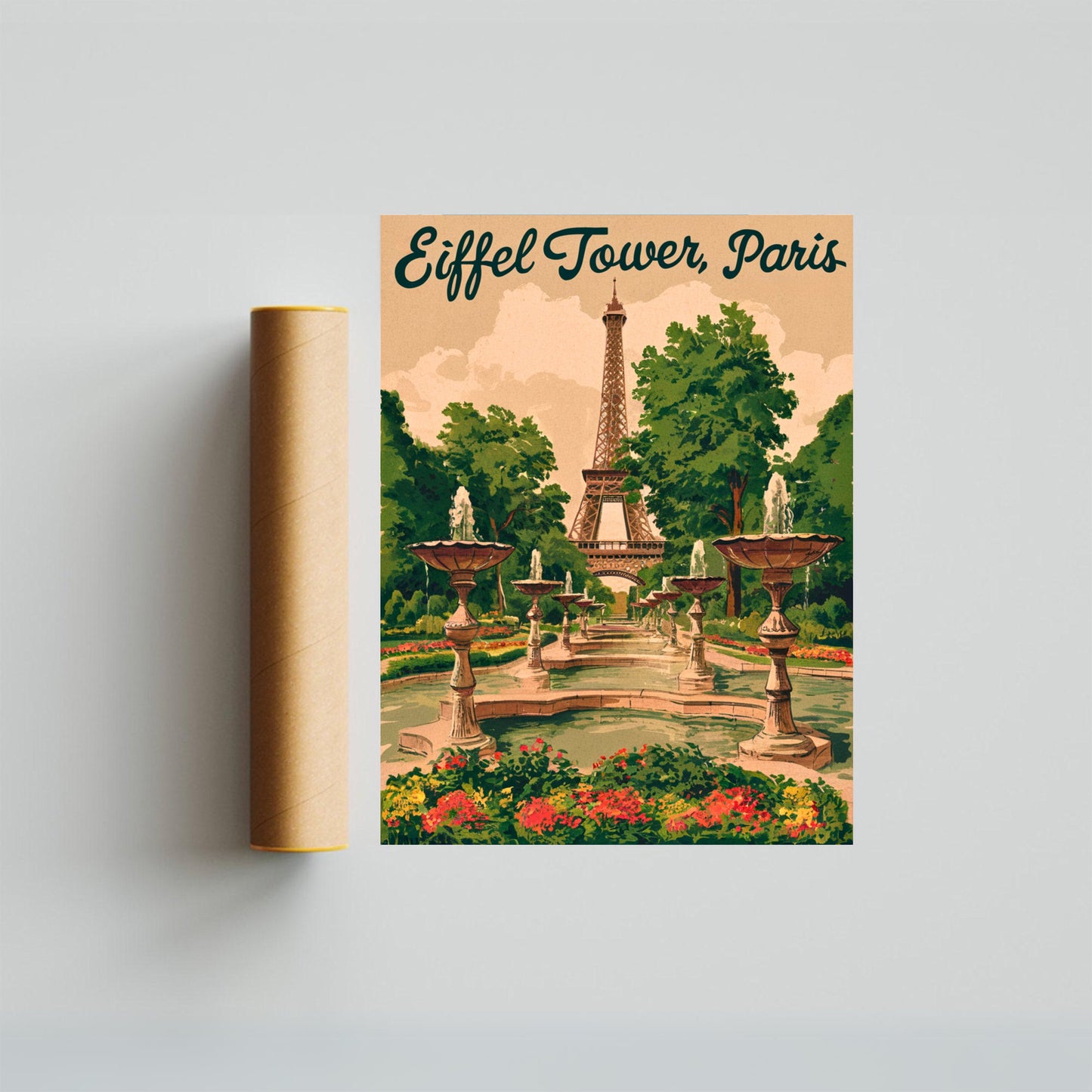 Eiffel Tower Vintage Travel Poster