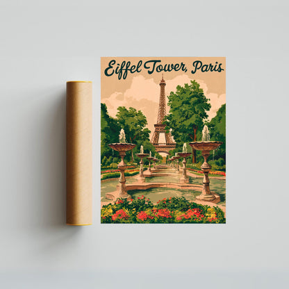 Eiffel Tower Vintage Travel Poster