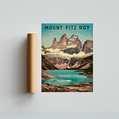 Mount Fitz Roy Vintage Travel Poster - Patagonian Majesty