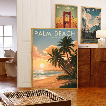 Palm Beach Vintage Travel Poster - Oceanfront Charm