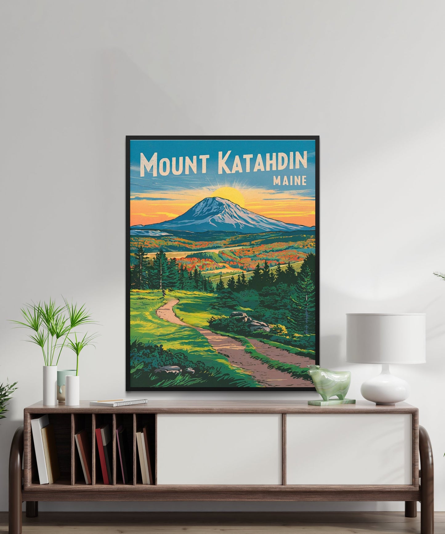 Mount Katahdin Vintage Travel Poster - Timeless Maine Wilderness