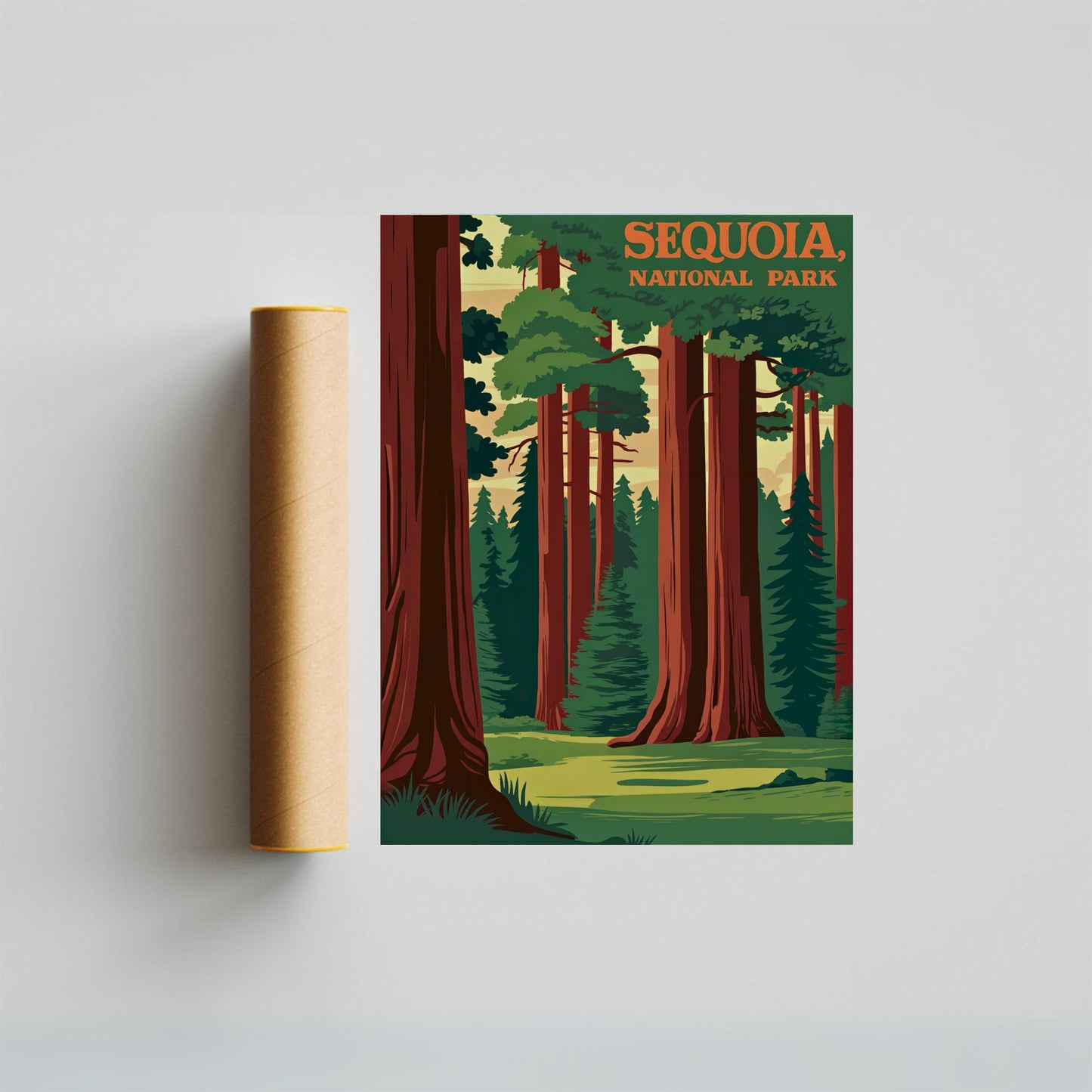 Sequoia National Park Vintage Travel Poster - Trees and Landscapes