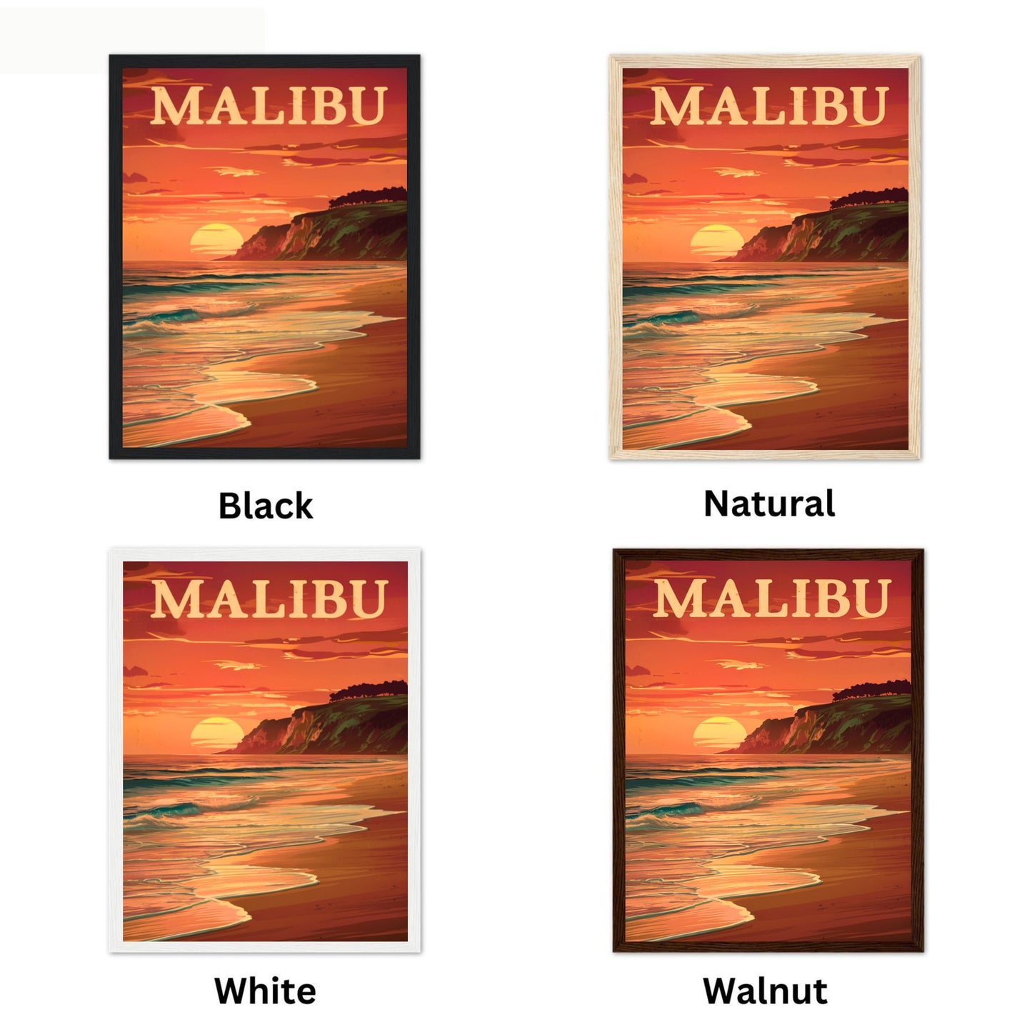 Malibu Vintage Travel Poster - Coastal Dreams