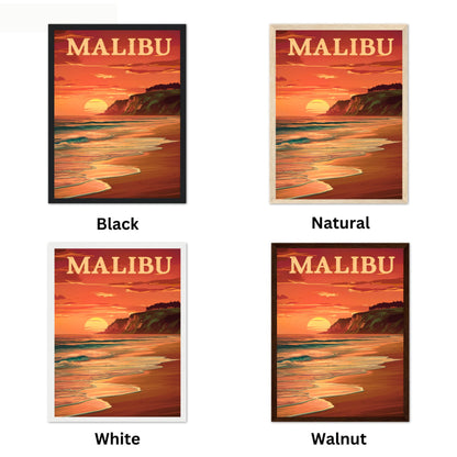 Malibu Vintage Travel Poster - Coastal Dreams