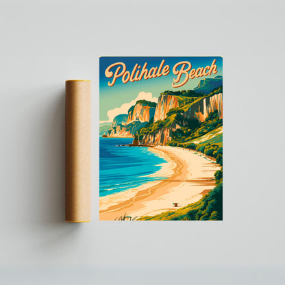 Polihale Beach Vintage Travel Poster - Scenic Beauty