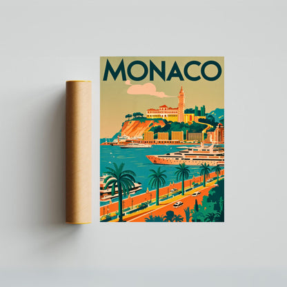 Monaco Vintage Travel Poster - Sea Side