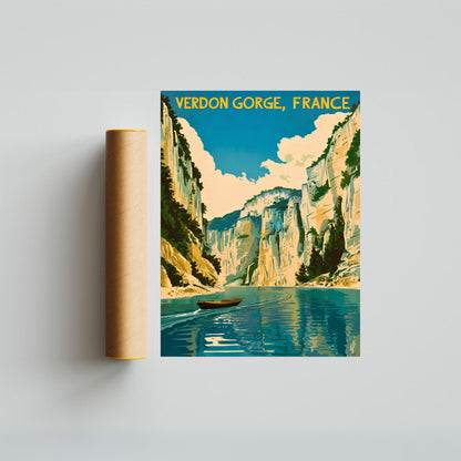 Verdon Gorge Vintage Travel Poster - Nature's Majestic Gorge in Provence